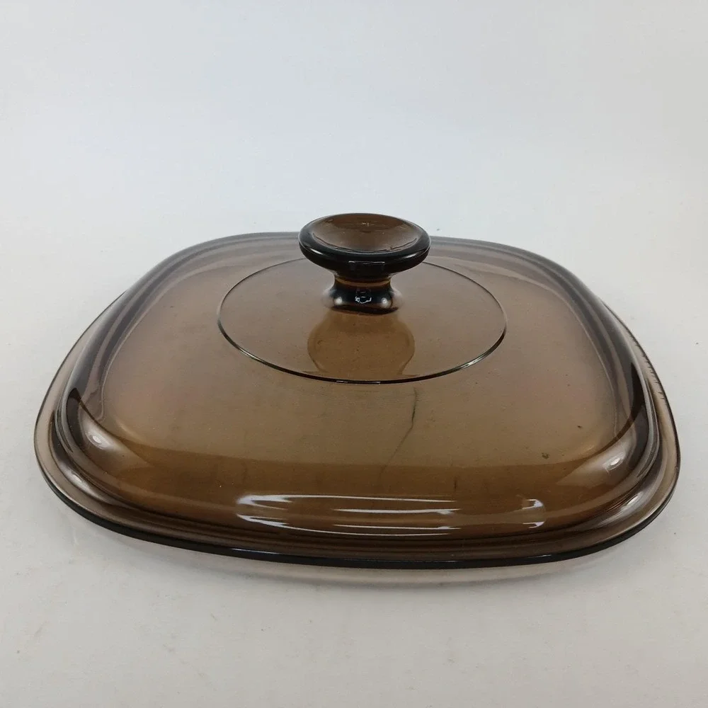 Pyrex Corning Ware 14 A9C Square Replacement Lid Only Amber Glass No Chips Vtg